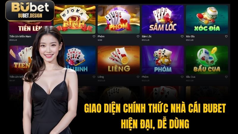 Giao diện chính thức nhà cái BUBET hiện đại, dễ dùng