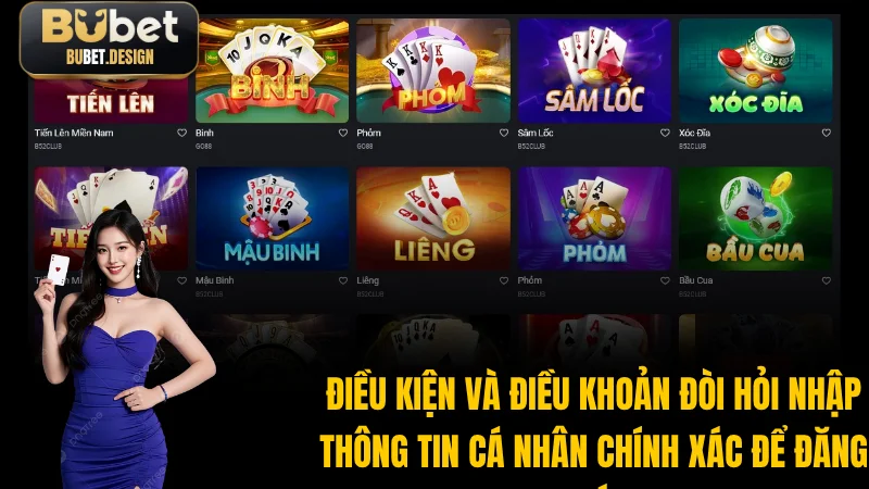 Điều kiện và điều khoản đòi hỏi nhập thông tin cá nhân chính xác để đăng ký